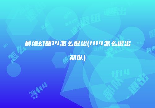 最终幻想14怎么退组(ff14怎么退出部队)