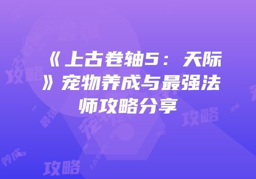 《上古卷轴5：天际》宠物养成与最强法师攻略分享