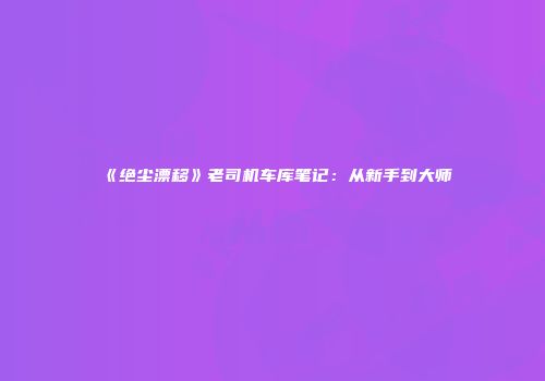 《绝尘漂移》老司机车库笔记：从新手到大师