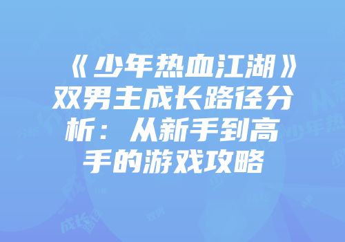 《少年热血江湖》双男主成长路径分析：从新手到高手的游戏攻略