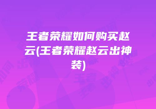 王者荣耀如何购买赵云(王者荣耀赵云出神装)
