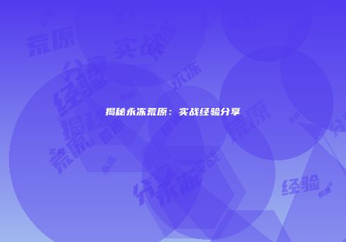 揭秘永冻荒原：实战经验分享