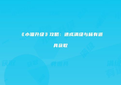 《小猫升级》攻略：速成满级与稀有道具获取