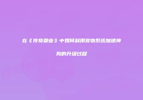 在《传奇霸业》中如何利用宠物系统加速神狗的升级过程
