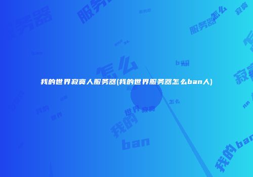 我的世界寂寞人服务器(我的世界服务器怎么ban人)