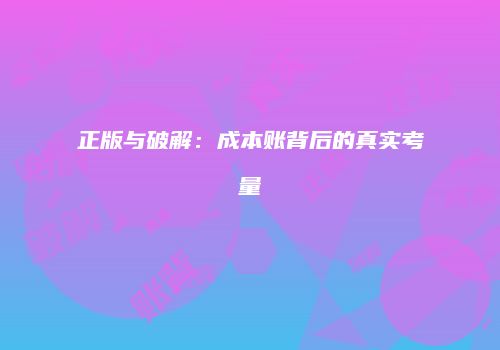 正版与破解：成本账背后的真实考量