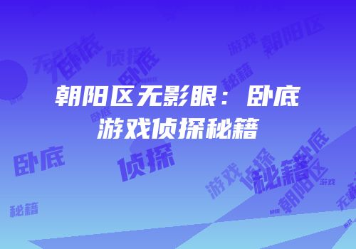 朝阳区无影眼：卧底游戏侦探秘籍