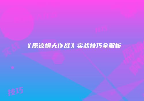《原谅帽大作战》实战技巧全解析