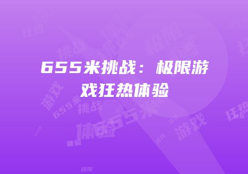 655米挑战：极限游戏狂热体验