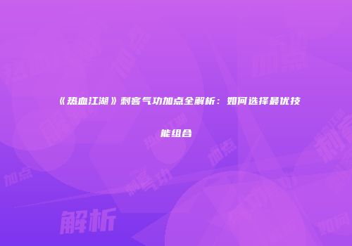 《热血江湖》刺客气功加点全解析：如何选择最优技能组合