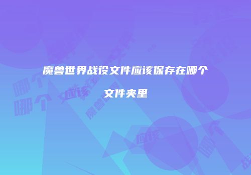 魔兽世界战役文件应该保存在哪个文件夹里
