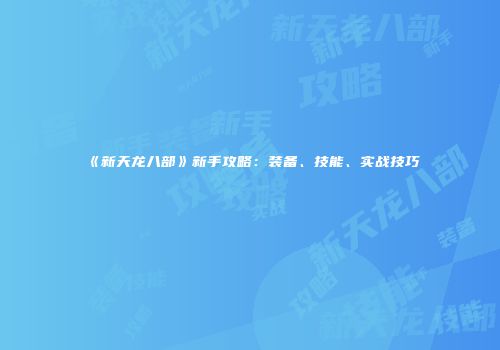 《新天龙八部》新手攻略：装备、技能、实战技巧