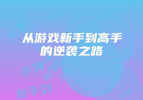 从游戏新手到高手的逆袭之路