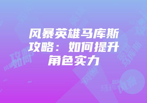 风暴英雄马库斯攻略：如何提升角色实力