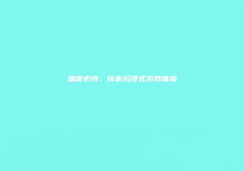 温暖史诗：玩家沉浸式游戏体验