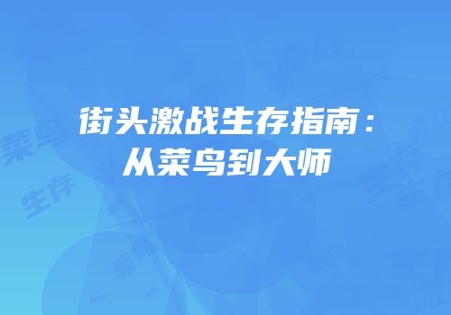 街头激战生存指南：从菜鸟到大师