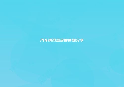 汽车模拟器深度体验分享