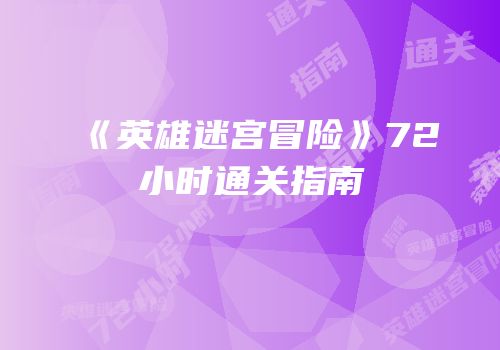 《英雄迷宫冒险》72小时通关指南