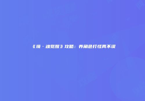 《境·魂觉醒》攻略：养角色打怪两不误