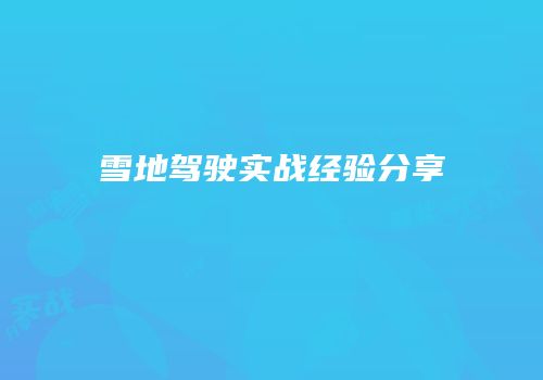 雪地驾驶实战经验分享