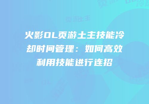 火影OL页游土主技能冷却时间管理：如何高效利用技能进行连招