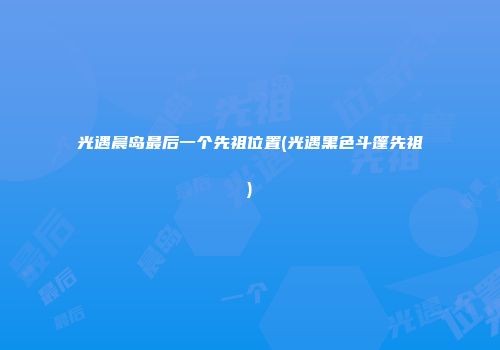 光遇晨岛最后一个先祖位置(光遇黑色斗篷先祖)