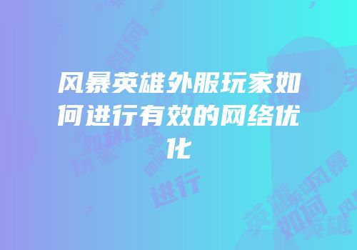 风暴英雄外服玩家如何进行有效的网络优化