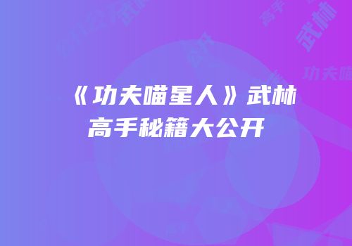 《功夫喵星人》武林高手秘籍大公开