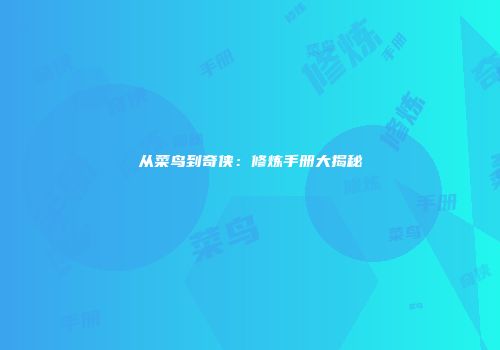 从菜鸟到奇侠：修炼手册大揭秘