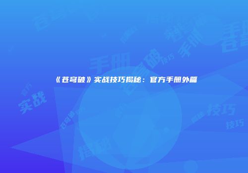 《苍穹破》实战技巧揭秘：官方手册外篇