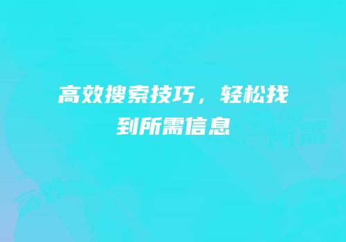高效搜索技巧，轻松找到所需信息