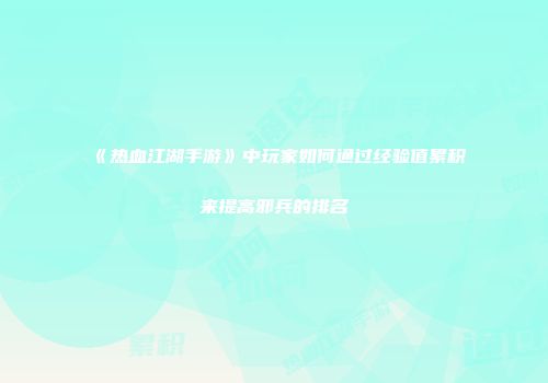 《热血江湖手游》中玩家如何通过经验值累积来提高邪兵的排名