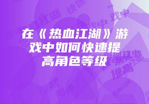 在《热血江湖》游戏中如何快速提高角色等级