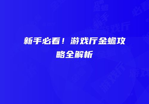 新手必看！游戏厅金蟾攻略全解析