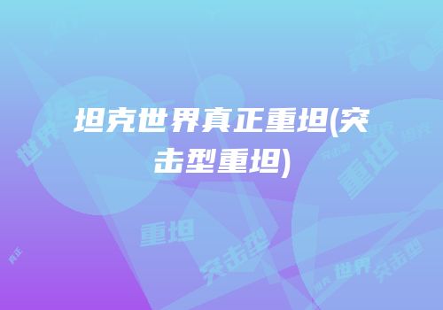 坦克世界真正重坦(突击型重坦)