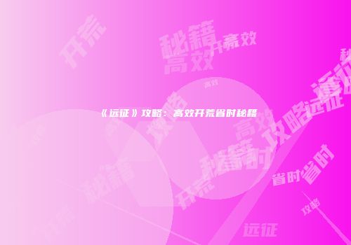 《远征》攻略：高效开荒省时秘籍