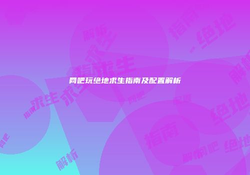 网吧玩绝地求生指南及配置解析