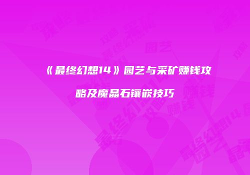 《最终幻想14》园艺与采矿赚钱攻略及魔晶石镶嵌技巧