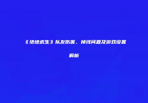 《绝地求生》队友伤害、掉线问题及游戏设置解析