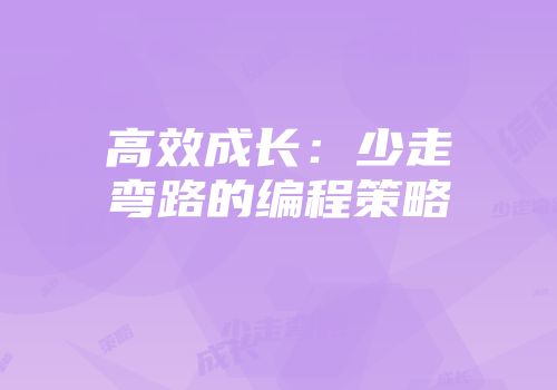 高效成长：少走弯路的编程策略