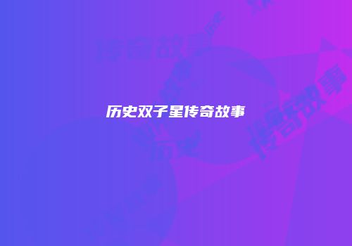 历史双子星传奇故事
