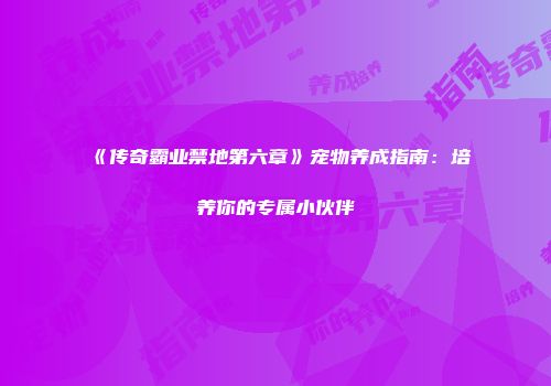《传奇霸业禁地第六章》宠物养成指南：培养你的专属小伙伴