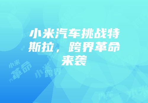 小米汽车挑战特斯拉，跨界革命来袭