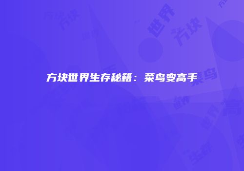 方块世界生存秘籍：菜鸟变高手