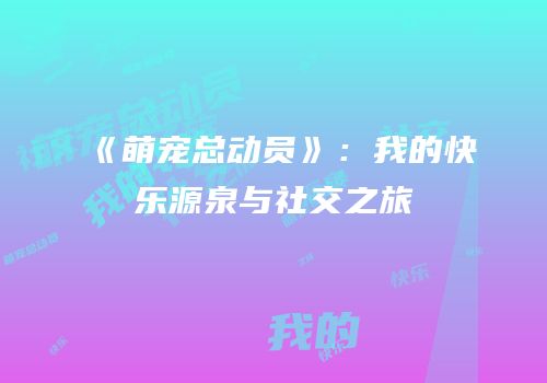 《萌宠总动员》：我的快乐源泉与社交之旅