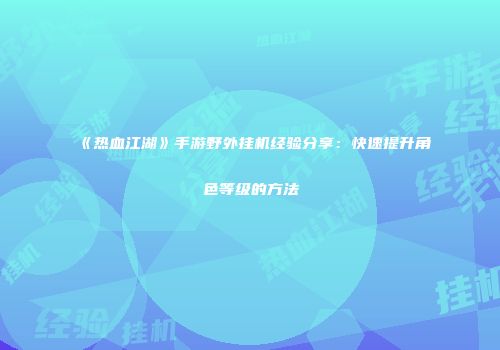《热血江湖》手游野外挂机经验分享：快速提升角色等级的方法