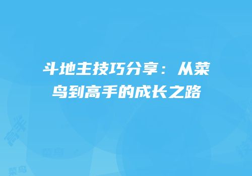 斗地主技巧分享：从菜鸟到高手的成长之路