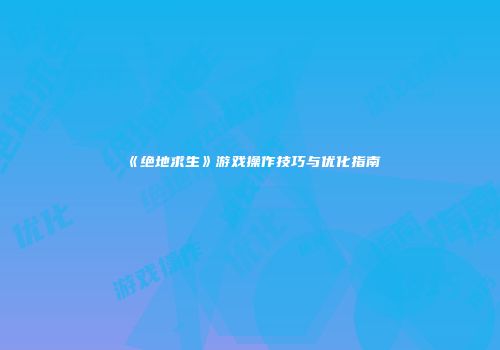 《绝地求生》游戏操作技巧与优化指南