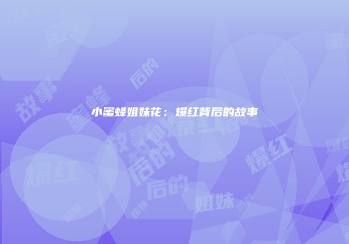 小蜜蜂姐妹花：爆红背后的故事