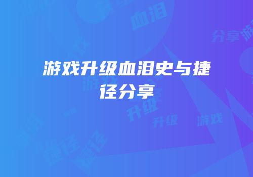 游戏升级血泪史与捷径分享